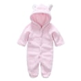thumbnail image 5 of Winter Warm Newborn Baby Boy Girl Fleece Jumpsuit Hooded Romper Coat Outwear Pink 3-6 Months, 5 of 13