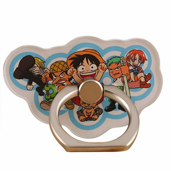 2-Pack Acrylic One Piece Anime Cartoon Phone Ring Stands - Non-Slip Desktop Holder, Cute Kawaii Decor Ins Aesthetic Gift