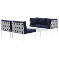 thumbnail image 3 of Modway Harmony 5 Piece Outdoor Patio Aluminum Sectional Sofa Set in White Navy, 3 of 7