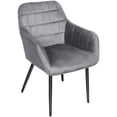 thumbnail image 1 of Silla de Comedor Sillón para salón con reposabrazos, Sillas Nordicas Acolchadas con Cubierta de Terciopelo Diseño Moderno,Patas de Metal 37cm, Gris claro esquí esquí Gafas de esquí, 1 of 5