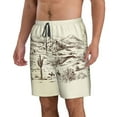 thumbnail image 2 of Cauagu Wild West Desert With Cowboys Print Men's Swim Trunks,Hawaiian Bathing Suit Swimsuits Beach Shorts with Pockets for Men Quick Dry Swimming Board Shorts-Large, 2 of 6