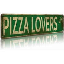 Pizza Lovers ln Sign Vintage Metal Sign Retro Metal Plaque Bar Pub Poster Wall Decor for Bedroom Home Bar Garage Art Gift 4" by 16"