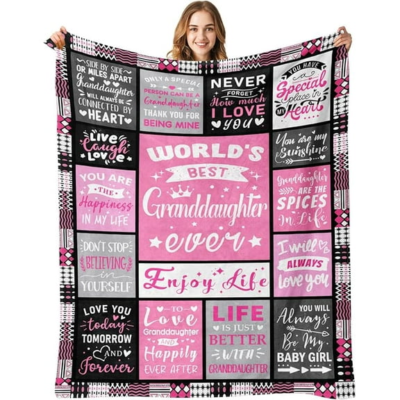 Granddaughter Gifts from Grandma Grandpa - Christmas Birthday Gifts for Granddaughter - Valentines Day Mothers Day Graduation Presents for Granddaughters Adult - To My Granddaughters Blanket 50"x60"
