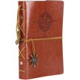 thumbnail image 1 of Cuaderno diario con cubierta de cuero PU estilo retro vintage, libreta de notas con espiral náutica en blanco para uso diario, para escribir en viajes, papel Kraft, colgantes retro, 1 of 4
