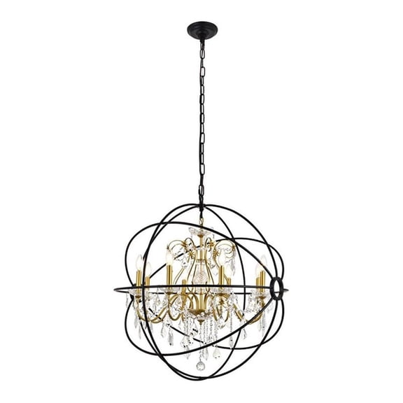 Cordelia 8 Light Black and Gold Crystal Pendant