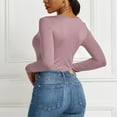 thumbnail image 6 of jsaierl Long Sleeve Bodysuit for Women Fashion Casual Solid Color Quarter Zip Scoop Neck Pullover Jumpsuit Bodysuit, 6 of 9