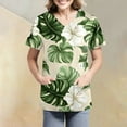 thumbnail image 4 of SAATLERI Scrub Tops for Women Print Hawaiian Scrubs Short Sleeve V Neck Floral Printed Comfy Medical Nurse Shirts Workwear with Pockets, 4 of 4