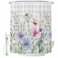 thumbnail image 2 of Spring Floral Waterproof Fabric Shower Curtain,Wildflowers Herbs Summer Botanical Plaid Waterproof Fabric Shower Curtain for Bathroom Curtains Bathtubs Shower Curtains with 12 Hooks Extra Long 72x96, 2 of 8