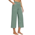 thumbnail image 5 of felwors Capri Women Wide Leg Trendy High Waisted Baggy Straight Casual Summer Stretch Denim Capris Pants Mint Green for Size L, 5 of 5