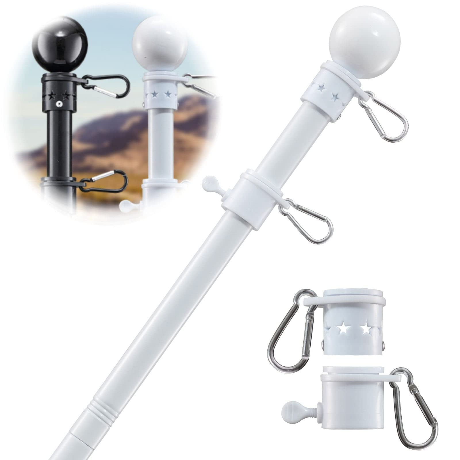 2PCS Flag Pole for Outside House, 2 Angle Bracket for Grommet Flags,Banner,Garden Flag,for Outdoor Porch,Yard