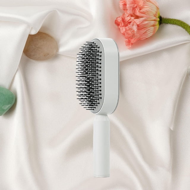 Professional Self Cleaning Comb Shaping Styling Tools Girls Portable Detangling White
