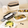 thumbnail image 1 of CHICIRIS Lunch Box, Lunchbox, Bento Boxes, Double Layer, 1400ml With Cutlery, Stainless Steel, With Cutlery, Portable Bento Box For Work, School, Office, 1 of 8