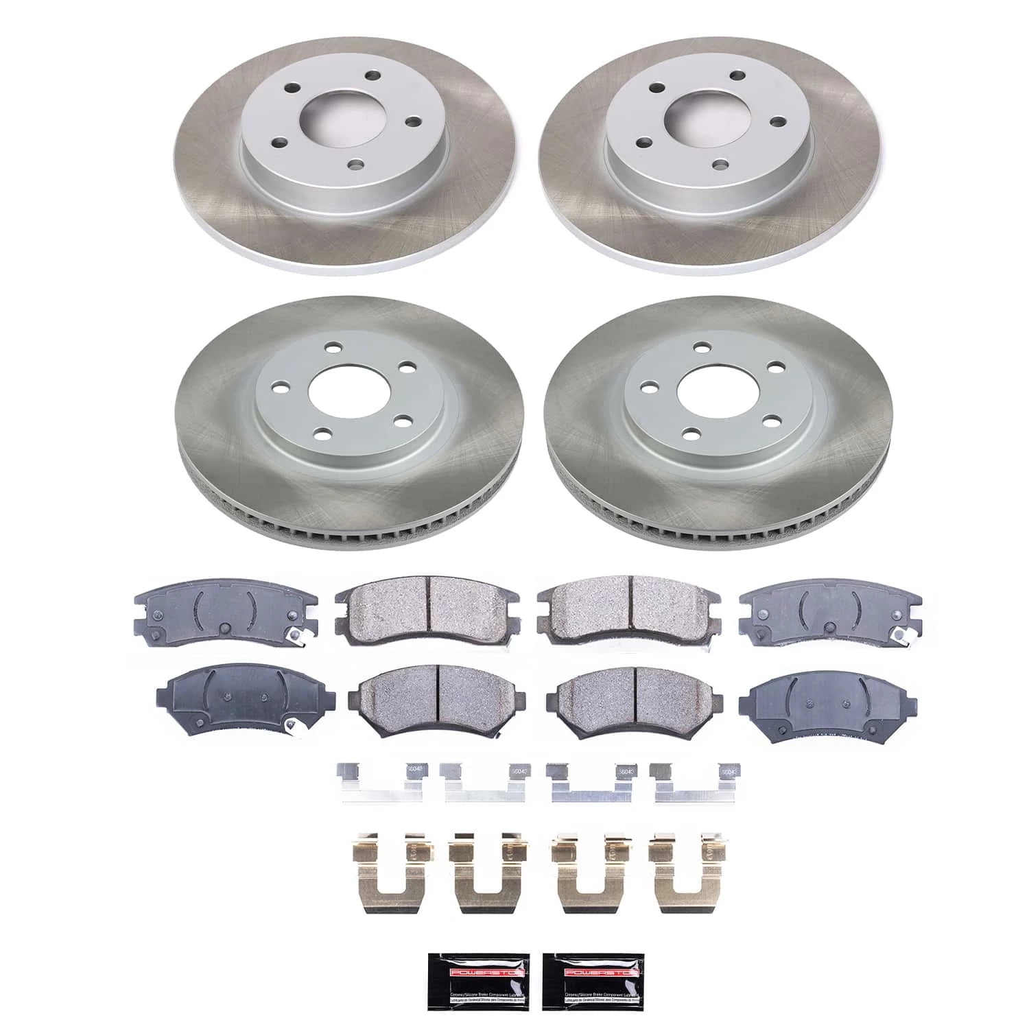 PowerStop Front and Rear Semi-Coated Rotor and Low-Dust Ceramic Brake Pad Kit SC1543