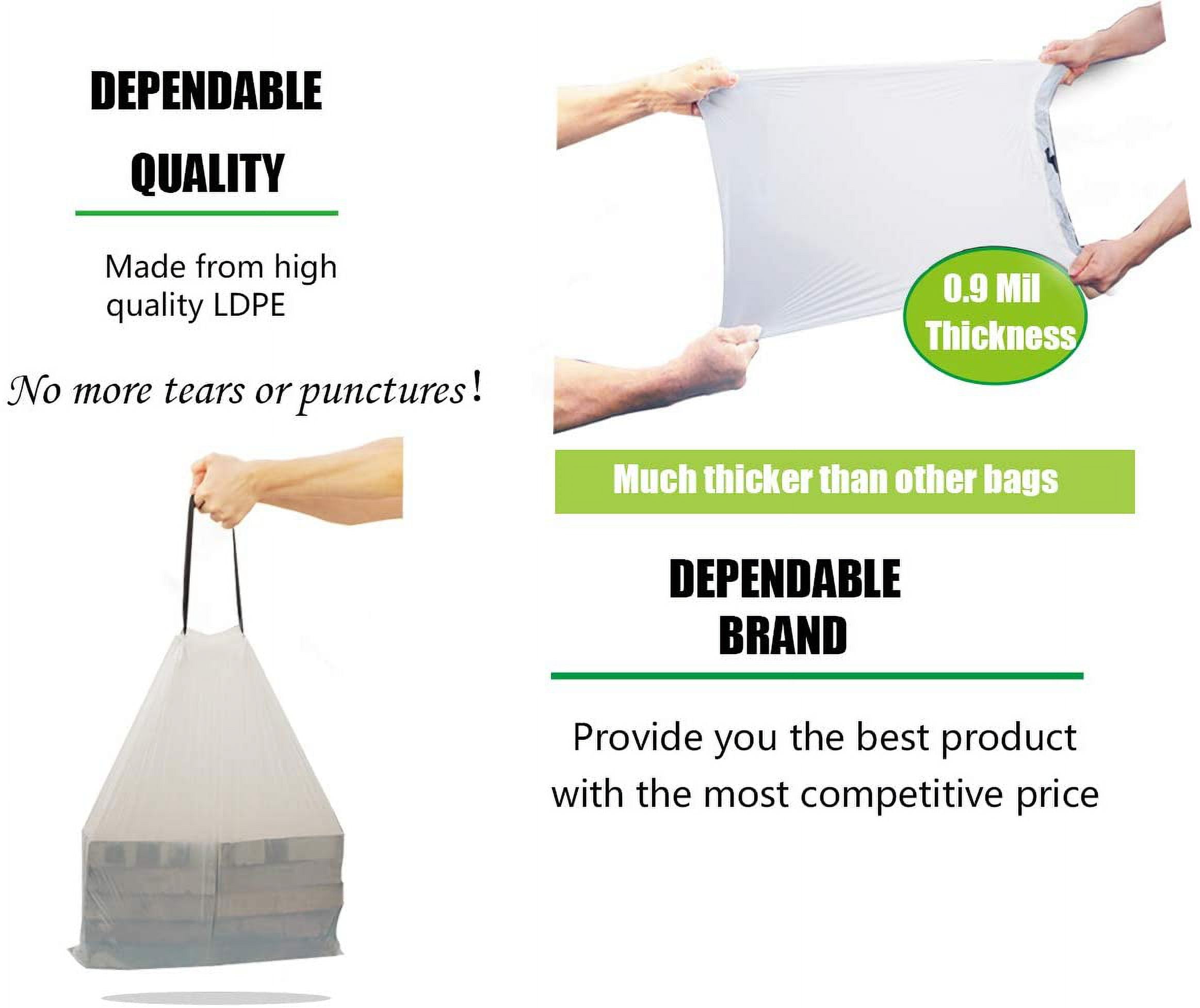 10 Gallon Drawstring Trash Bag Garbage Bag Trash Can Liner,0.9 Mil,90 Counts