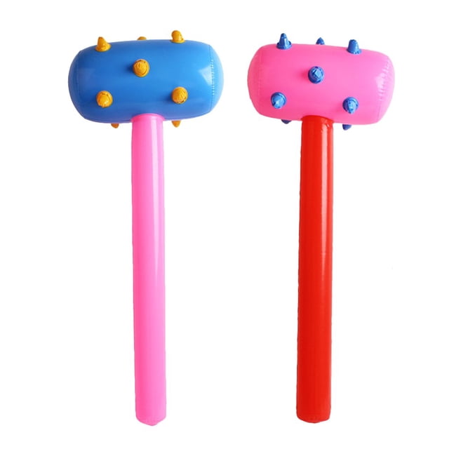 HLONK 2PCS Colorful PVC Inflatable Hammers Meteor Hammer Funny Hammer Toy for Kids Children (Random Color)