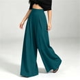 thumbnail image 4 of BRELIL Women Plus Size Wide Leg High Waisted Flowy Trousers with Pockets Casual Loose Long Palazzo Pants Baggy Dressy Fall Winter Outfits, Green L, 4 of 6