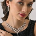 thumbnail image 2 of SOHI Silver-Plated White Stone Studded Jewellery Set, 2 of 7