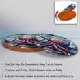 thumbnail image 4 of Fish 6PCS Microfiber Leather Round Coasters, 11x11 cm/4.3x4.3 in - Set of 6 Drink Coasters for Home and Office Use, 4 of 6