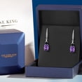thumbnail image 5 of Gem Stone King 925 Sterling Silver Red Created Ruby and White Lab Grown Diamond Dangle Earrings for Women (4.53 Cttw, Oval 9X7MM), 5 of 6
