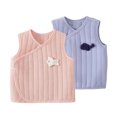 thumbnail image 2 of Xdegoge 2-Pack Baby Girls Boys Soft Padded Vests Sleeveless Side Snap Layering Gilets Cute Applique Kimono Tops Loungewear, 6-9M, 2 of 5