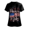 thumbnail image 5 of COMVALUE Patriotic Scrub Tops for Women 4th of July Flag Print V Neck Tee Short Sleeve Casual Tops Working Uniform (Navy, M), 5 of 6