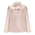 thumbnail image 5 of Htigea Women's Drop Cowl Neck Shirts Elegant Satin Long Sleeve Top Dressy Office Work Blouse Pink S, 5 of 6
