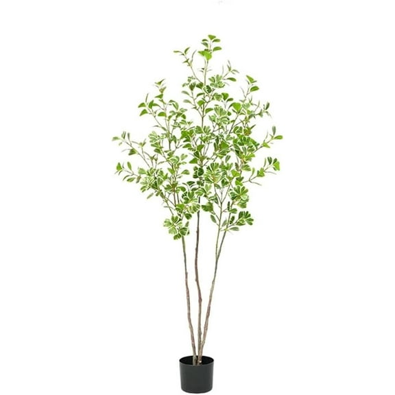 Artificial Ficus Tree 5FT Potted Fake Ficus Silk Plant with Lifelike Green Leaves, Tall Faux Indoor Tree for Living Room, Bedroom, Office, Balcony, Garden Decoration