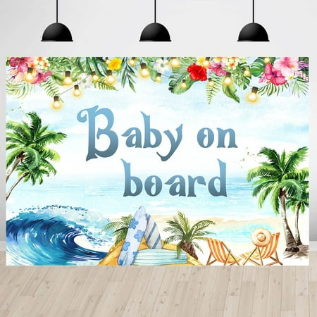 Image of Baby on Board Baby Shower Backdrop for Boys Summer