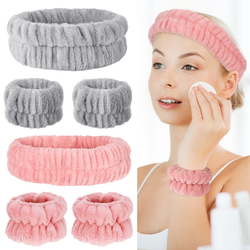 HEQUSIGNS 6Pcs Spa Headband Wrist Washband Wash Set, Facial Headband