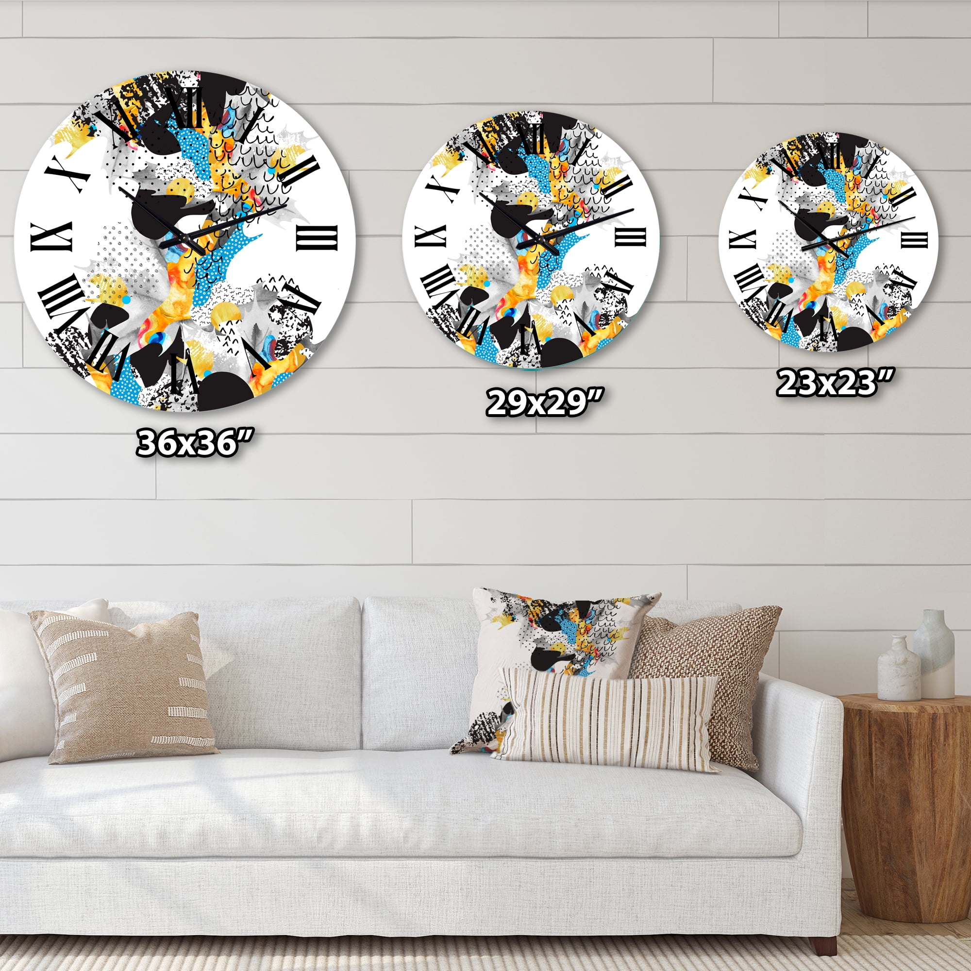 Designart 'Minimal Fluid Shapes In Bauhaus Memphis Style' Modern Wall Clock