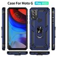 thumbnail image 2 of Rubberized Hybrid Protective Case W Shock Absorption Built-in Rotatable Ring Stand For Moto G Play 2023 - Navy, 2 of 8