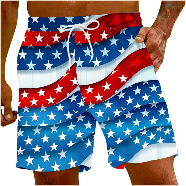 yoeyez Shorts for Men 7 Inch Inseam,Men's Casual Usa Flag Distressed Print Shorts Drawstring Beach Shorts Pants With Pocket Relaxed Fit Work Shorts Multicolor,5XL