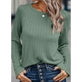thumbnail image 2 of Mengpipi Womens Long Sleeve Shirts Casual Lightweight Pullover Crew Neck Tunic Tops Green, S(US 4-6), 2 of 5