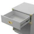 thumbnail image 5 of Ryden Light Grey Side Table - 1 Drawer, Open Storage, High Gloss Finish, Metal Handle and Corner Brackets, 5 of 8