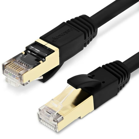 CAT7 Ethernet Cable, Fosmon (Black - 3 Feet) CAT7 Shielded RJ45 Ethernet Network Patch Cable - Ultra Speed 10 Gigabit 600Mhz Patch - Modem, Router, LAN, Printer, MAC, (Best Router For Mac Users)