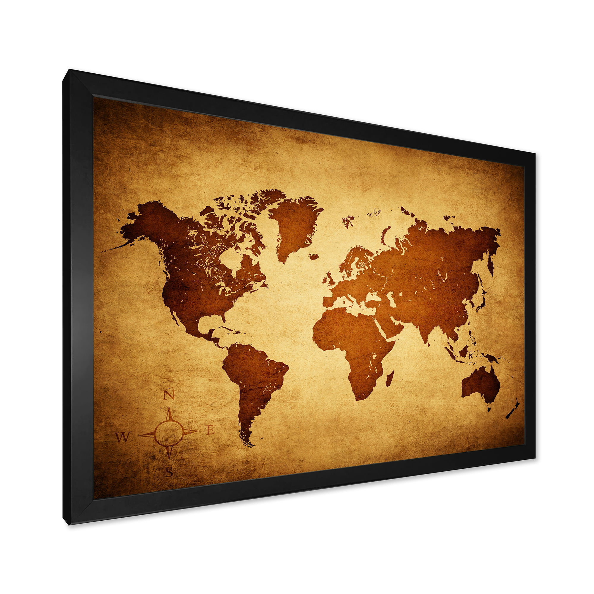 Designart 'Ancient World Map VI' Vintage Framed Art Print