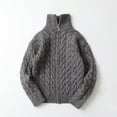 thumbnail image 4 of Diufon Boys Girls Pullover Sweaters Kids Full Zip Stand Collar Coat Fall Winter Warm Cable Knit Wool Outwear, 4 of 5