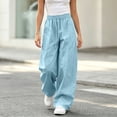 thumbnail image 7 of LEKWK Hiking Pants Women Plus Size High Waisted Lightweight Casual Palazzo Pants Drawstring Loose Fit Quick Dry Trousers for Camping Climbing Golf Outdoor, 7 of 7
