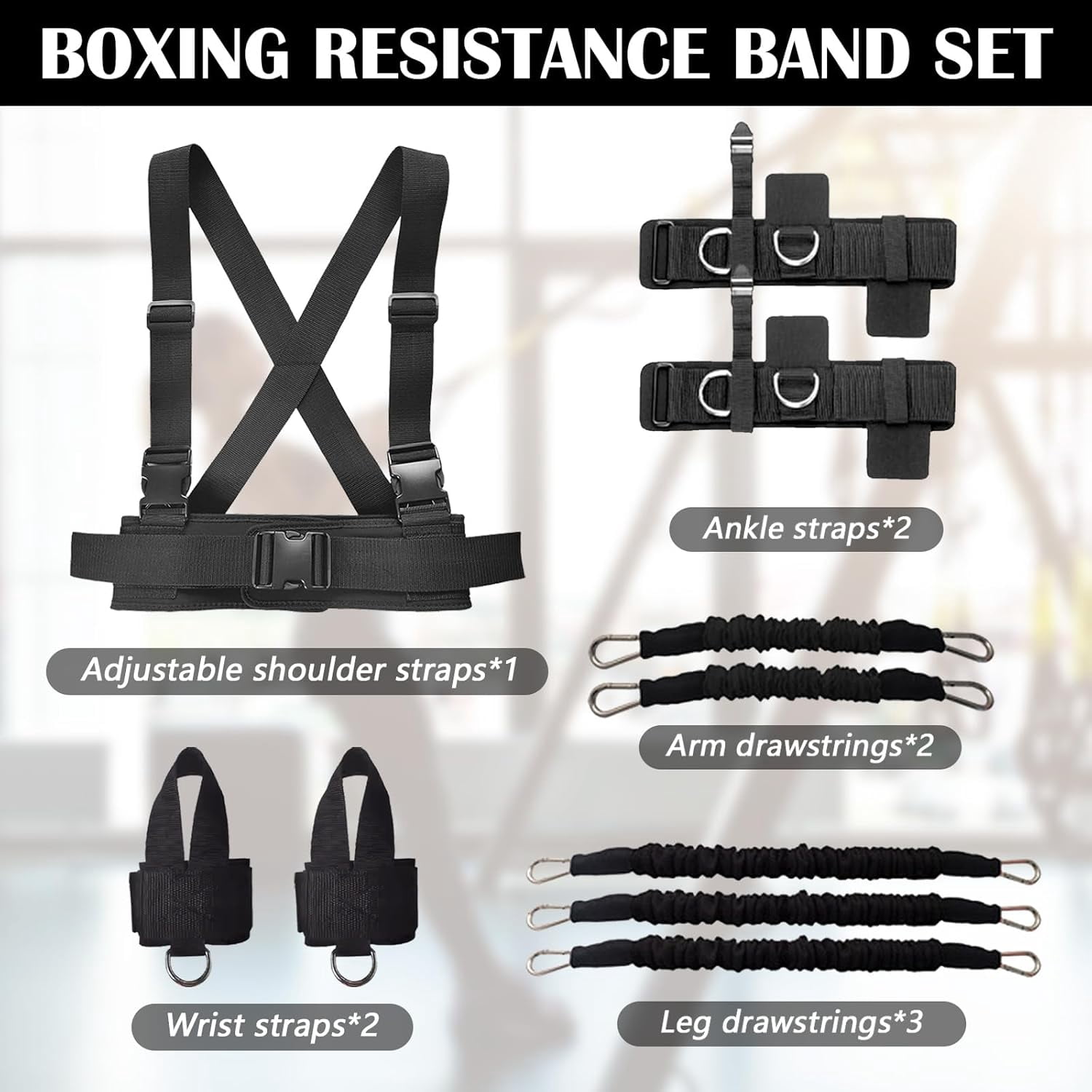 AWINQQY Boxing Resistance Bands, Strength Training Equipment, Boxing Training Resistance Band, Boxing Training for Home Resistance Bands Set, include wrist and ankle Straps, Resistance 200lbs