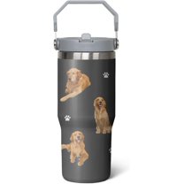 Golden Retriever Gift for Golden Retriever Owner,30 oz Golden Retriever Tumbler Stainless Steel Insulated with Handle (Golden Retriever-Black, 30 oz)
