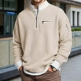 thumbnail image 2 of Men's Waffle Long Sleeve Quarter Zip Color Block Collar Sweatshirt Color Khaki Size XXXXXL, 2 of 4