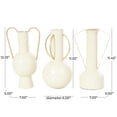 thumbnail image 3 of CosmoLiving by Cosmopolitan 11", 12", 12"H Abstract Cream Metal Vase with Varying Shapes and Geometric Gold Handles, Set of 3, 3 of 11