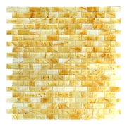 Abolos- Amber 0.63" x 1.25" Glass Mosaic Tile in Frosted Brushed Gold (1SHEET / 1.12SQFT)