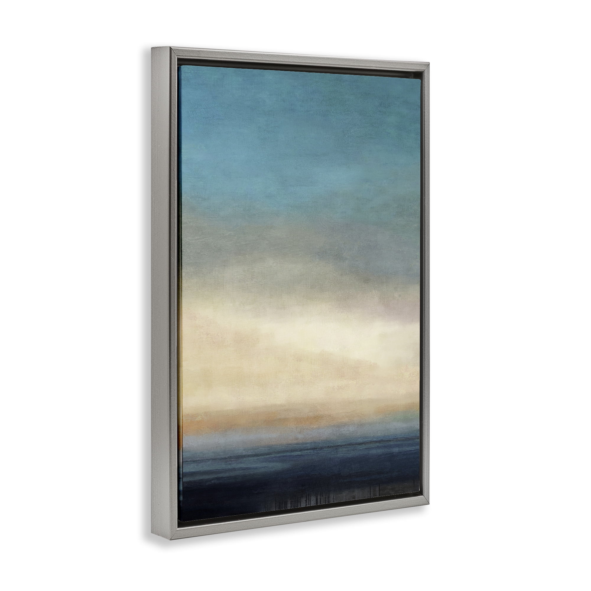 Stupell Industries Deep Blue Ocean Abstract Coastal Painting Gray Floater Framed Canvas Art Print Wall Art, 21 x 31