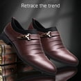 thumbnail image 6 of Xfvqtps Mens Dress Shoes British Style Wrinkle Design Pointy Toe Slip on Metal Fashion Classic Formal Business Casual Leather Shoes Brown, 6 of 9