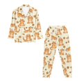 thumbnail image 4 of DISNIMO Womens Pajama Sets Cat Paw Printed Long Sleeve Top with Long Pants 2 Piece Pjs Comfy Lounge Set V Neck Button Down Sleepwear, (Available in Plus Size), 4 of 6