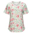 thumbnail image 1 of Moda Mujer Causal V-Cuello Blusa Estampada Manga Corta Bolsillos Camiseta Verano Tops Fridja  ghk6279, 1 of 6