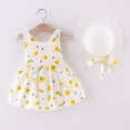 thumbnail image 4 of Odeerbi Girls Dresses Toddler Baby Kids Sleeveless Floral Princess Dress Hat Outfits Yellow, 4 of 9