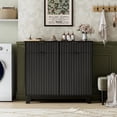 thumbnail image 3 of FANRAL Double Tilt Out Laundry Hamper Cabinet,10 Gallon Wooden Hidden Storage Cabinet,Fluted Trash Can for Bathroom Kitchen Living Room,Black Laundry Basket Cabinet, 3 of 9