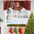 thumbnail image 3 of Merry Christmas Tie Up Valances Curtain, Santa Claus Gift Stars Red Plaid Adjustable Rod Pocket Short Window Treatment Tie Up Curtains Valances for Kitchen Living Room Bathroom 42x18 Inches, 3 of 9